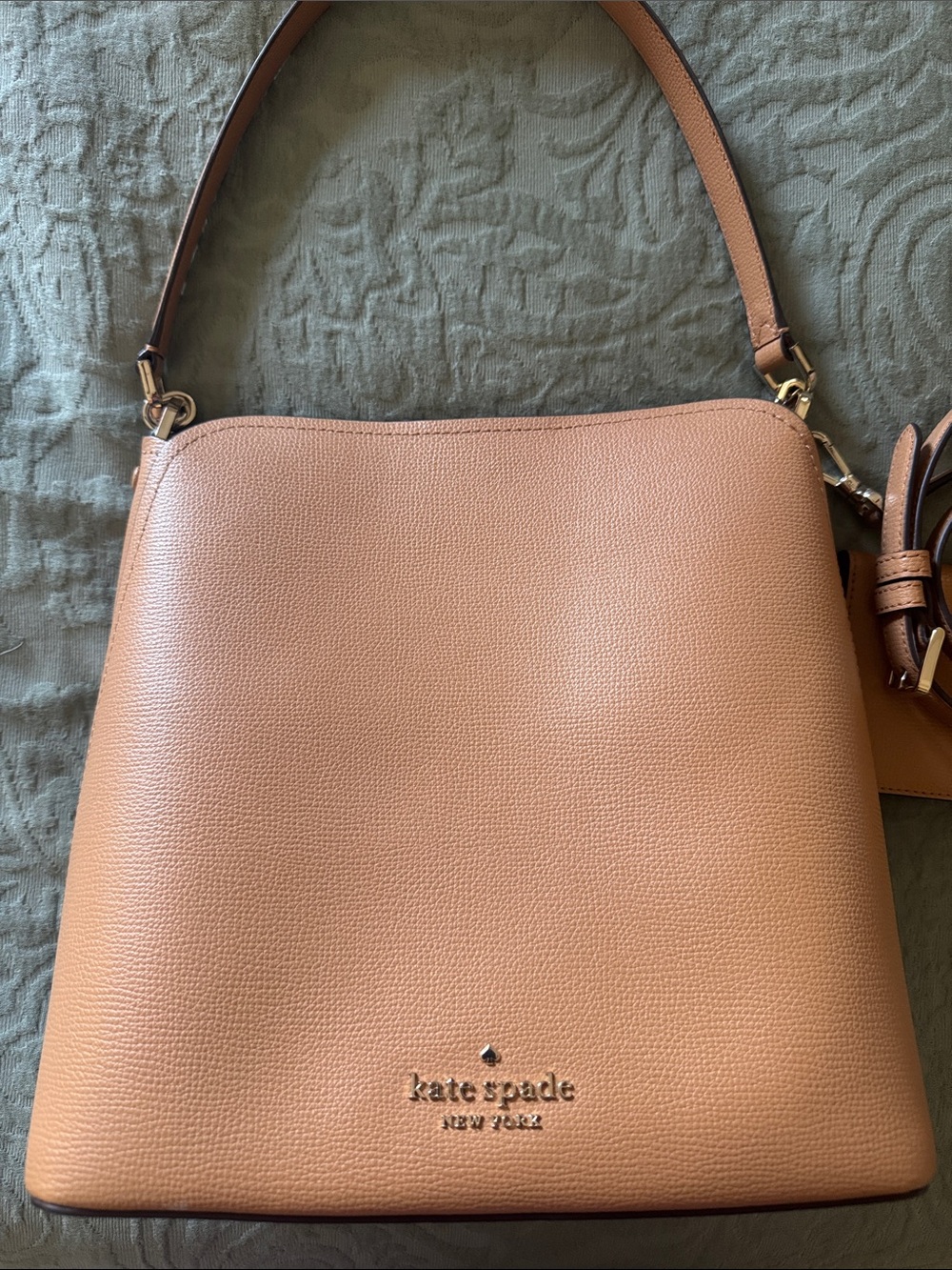 kate spade Pebbled Leather Shoulder Bag in Light Tan